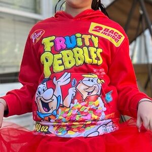 Red Fruity Pebbles Hoodie, kids size medium